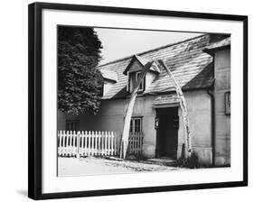 An Archway Made of Whale Bones Outside a Pub Entrance at Great Wrathing, Suffolk, England-null-Framed Photographic Print