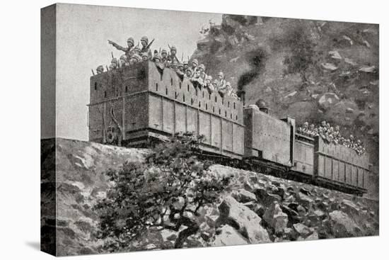An Armoured Train in Reconnaissance Action Near Kimberley, South Africa During the Second Boer War-Louis Creswicke-Stretched Canvas