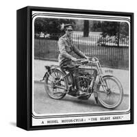 An Army Officer Sits Astride a 'silent Grey' Harley Davidson-null-Framed Stretched Canvas