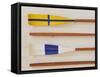 An Array of boat oars Mounted on a wall-null-Framed Stretched Canvas