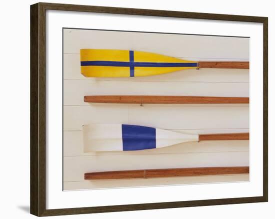 An Array of boat oars Mounted on a wall-null-Framed Photographic Print