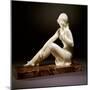 An Art Deco Alabaster Figure, Modelled as a Nude Female Bather-null-Mounted Giclee Print