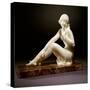 An Art Deco Alabaster Figure, Modelled as a Nude Female Bather-null-Stretched Canvas