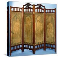 An Art Nouveau Screen-Alphonse Mucha-Stretched Canvas