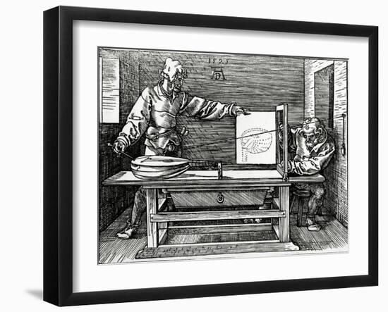 An Artist Drawing a Lute with the Aid of a Perspective Apparatus-Albrecht Dürer-Framed Giclee Print