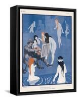 An Artist Paints a Dreary Beach Scene Unaware of the Water-Nymphs Disporting-Tom Purvis-Framed Stretched Canvas
