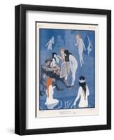 An Artist Paints a Dreary Beach Scene Unaware of the Water-Nymphs Disporting-Tom Purvis-Framed Art Print