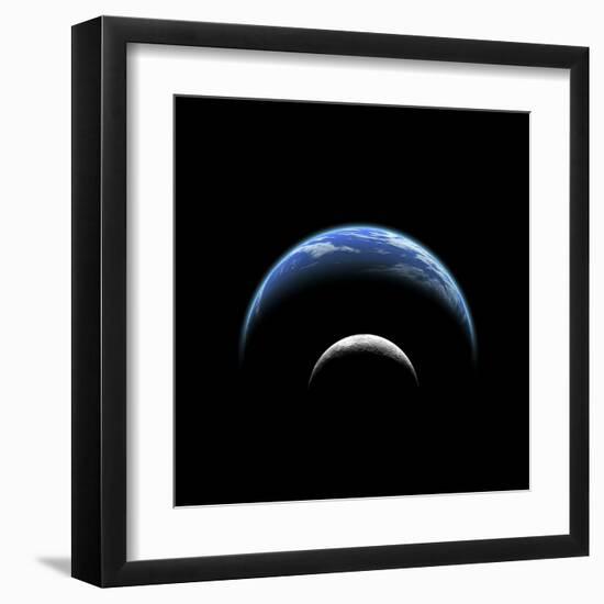 An Artist's Depiction of a Large Planet Covered by Oceans with a Thick Atmosphere-null-Framed Art Print