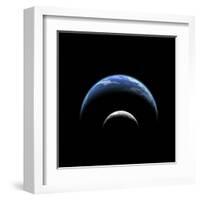 An Artist's Depiction of a Large Planet Covered by Oceans with a Thick Atmosphere-null-Framed Art Print