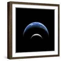 An Artist's Depiction of a Large Planet Covered by Oceans with a Thick Atmosphere-null-Framed Art Print