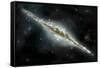 An Artist's Depiction of a Large Spiral Galaxy Viewed from Edge On-null-Framed Stretched Canvas
