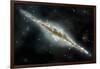 An Artist's Depiction of a Large Spiral Galaxy Viewed from Edge On-null-Framed Art Print