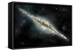 An Artist's Depiction of a Large Spiral Galaxy Viewed from Edge On-null-Framed Stretched Canvas