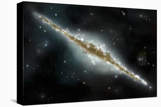 An Artist's Depiction of a Large Spiral Galaxy Viewed from Edge On-null-Stretched Canvas