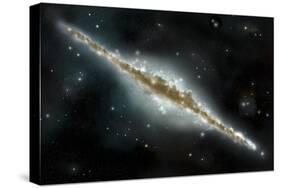 An Artist's Depiction of a Large Spiral Galaxy Viewed from Edge On-null-Stretched Canvas