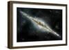 An Artist's Depiction of a Large Spiral Galaxy Viewed from Edge On-null-Framed Art Print