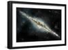 An Artist's Depiction of a Large Spiral Galaxy Viewed from Edge On-null-Framed Art Print