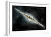 An Artist's Depiction of a Large Spiral Galaxy Viewed from Edge On-null-Framed Art Print