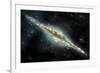 An Artist's Depiction of a Large Spiral Galaxy Viewed from Edge On-null-Framed Art Print