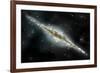 An Artist's Depiction of a Large Spiral Galaxy Viewed from Edge On-null-Framed Art Print