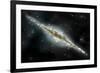 An Artist's Depiction of a Large Spiral Galaxy Viewed from Edge On-null-Framed Art Print