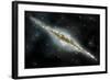 An Artist's Depiction of a Large Spiral Galaxy Viewed from Edge On-null-Framed Art Print