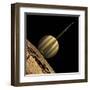 An Artist's Depiction of a Ringed Gas Giant Planet with Six Moons-null-Framed Art Print