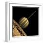 An Artist's Depiction of a Ringed Gas Giant Planet with Six Moons-null-Framed Art Print