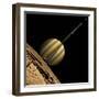 An Artist's Depiction of a Ringed Gas Giant Planet with Six Moons-null-Framed Art Print