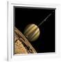 An Artist's Depiction of a Ringed Gas Giant Planet with Six Moons-null-Framed Art Print