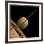 An Artist's Depiction of a Ringed Gas Giant Planet with Six Moons-null-Framed Art Print