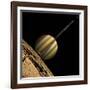 An Artist's Depiction of a Ringed Gas Giant Planet with Six Moons-null-Framed Art Print