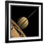 An Artist's Depiction of a Ringed Gas Giant Planet with Six Moons-null-Framed Art Print