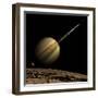 An Artist's Depiction of a Ringed Gas Giant Planet with Six Moons-null-Framed Art Print