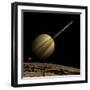 An Artist's Depiction of a Ringed Gas Giant Planet with Six Moons-null-Framed Art Print