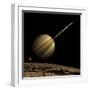 An Artist's Depiction of a Ringed Gas Giant Planet with Six Moons-null-Framed Art Print