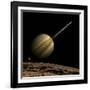 An Artist's Depiction of a Ringed Gas Giant Planet with Six Moons-null-Framed Art Print