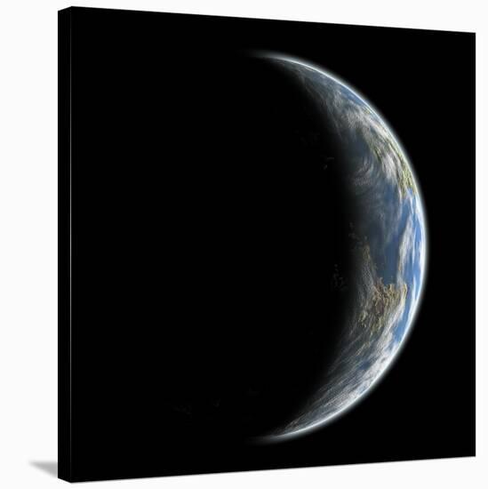 An Artist's Depiction of an Earth-Like Planet Alone in Space-null-Stretched Canvas