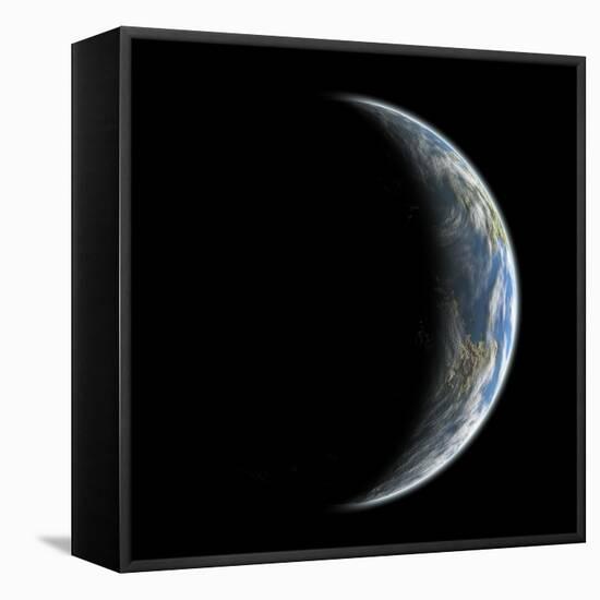 An Artist's Depiction of an Earth-Like Planet Alone in Space-null-Framed Stretched Canvas