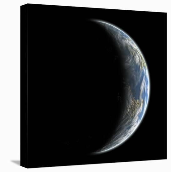 An Artist's Depiction of an Earth-Like Planet Alone in Space-null-Stretched Canvas