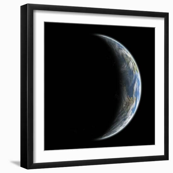 An Artist's Depiction of an Earth-Like Planet Alone in Space-null-Framed Art Print