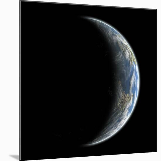 An Artist's Depiction of an Earth-Like Planet Alone in Space-null-Mounted Art Print