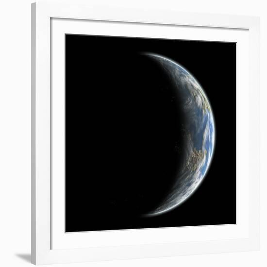 An Artist's Depiction of an Earth-Like Planet Alone in Space-null-Framed Art Print