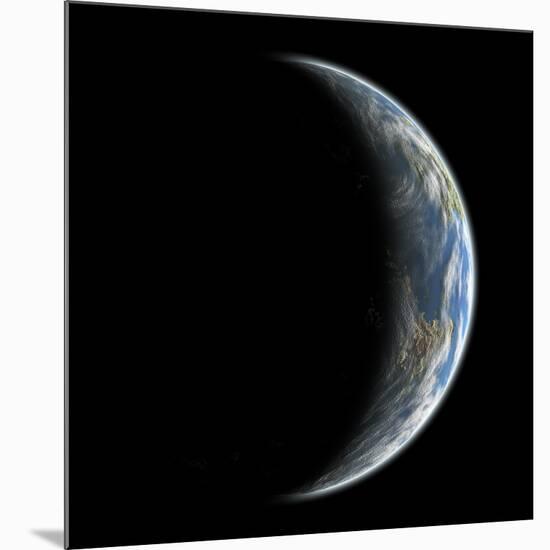 An Artist's Depiction of an Earth-Like Planet Alone in Space-null-Mounted Art Print