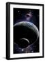 An Artist's Depiction of an Earth Type World with Two Orbiting Moons-null-Framed Art Print