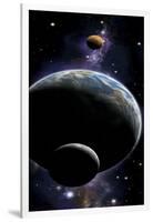 An Artist's Depiction of an Earth Type World with Two Orbiting Moons-null-Framed Art Print