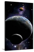 An Artist's Depiction of an Earth Type World with Two Orbiting Moons-null-Stretched Canvas