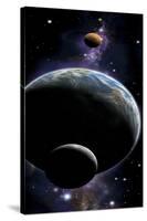An Artist's Depiction of an Earth Type World with Two Orbiting Moons-null-Stretched Canvas