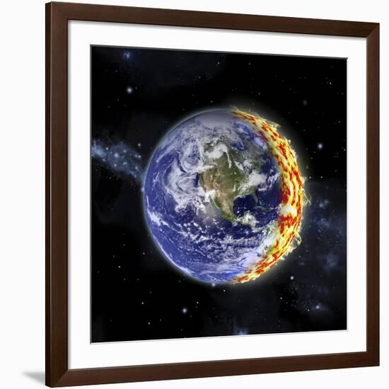 An Artist's Depiction of Planet Earth Catching on Fire-null-Framed Art Print