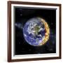 An Artist's Depiction of Planet Earth Catching on Fire-null-Framed Art Print